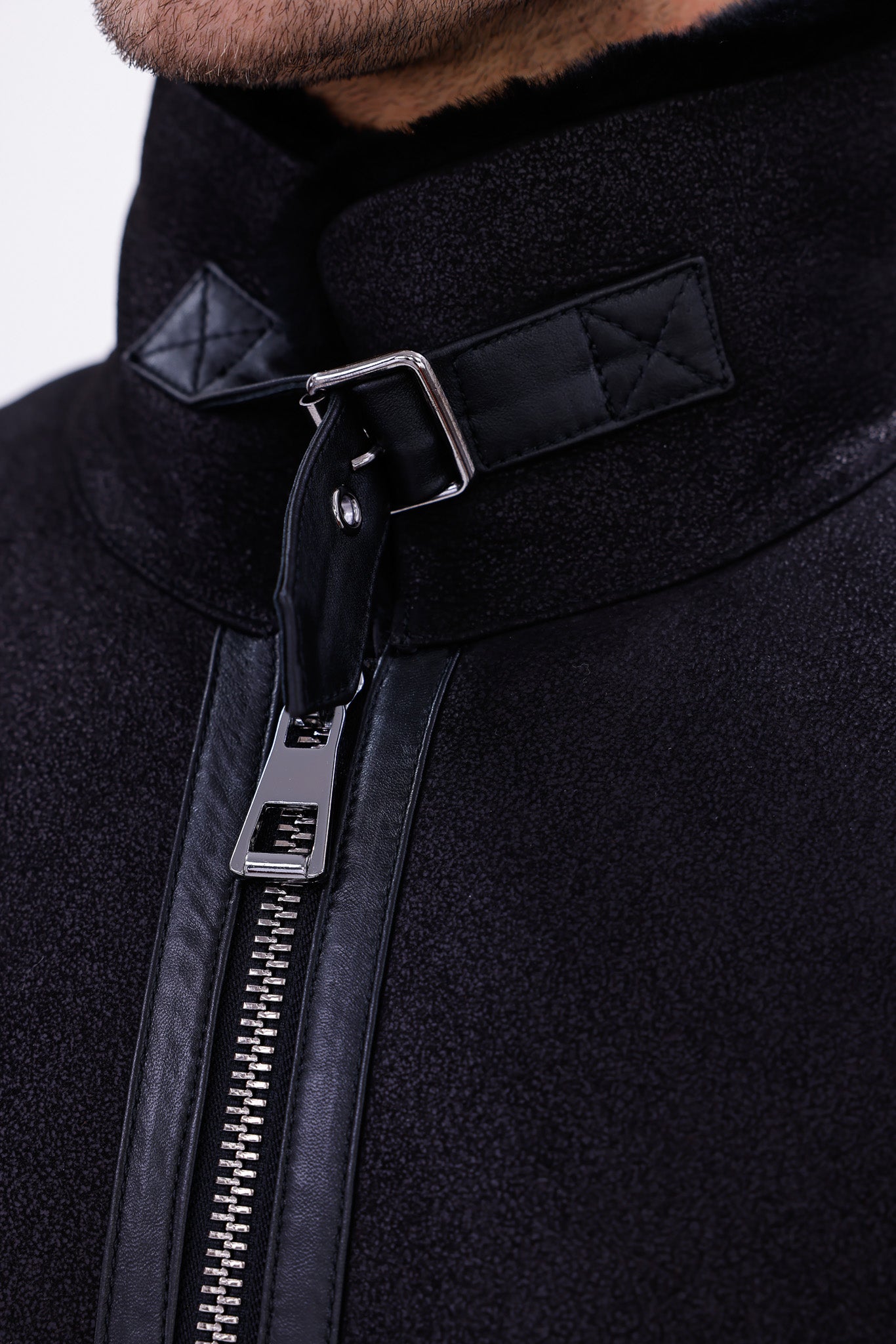 The Varese Black Shearling Men Jacket