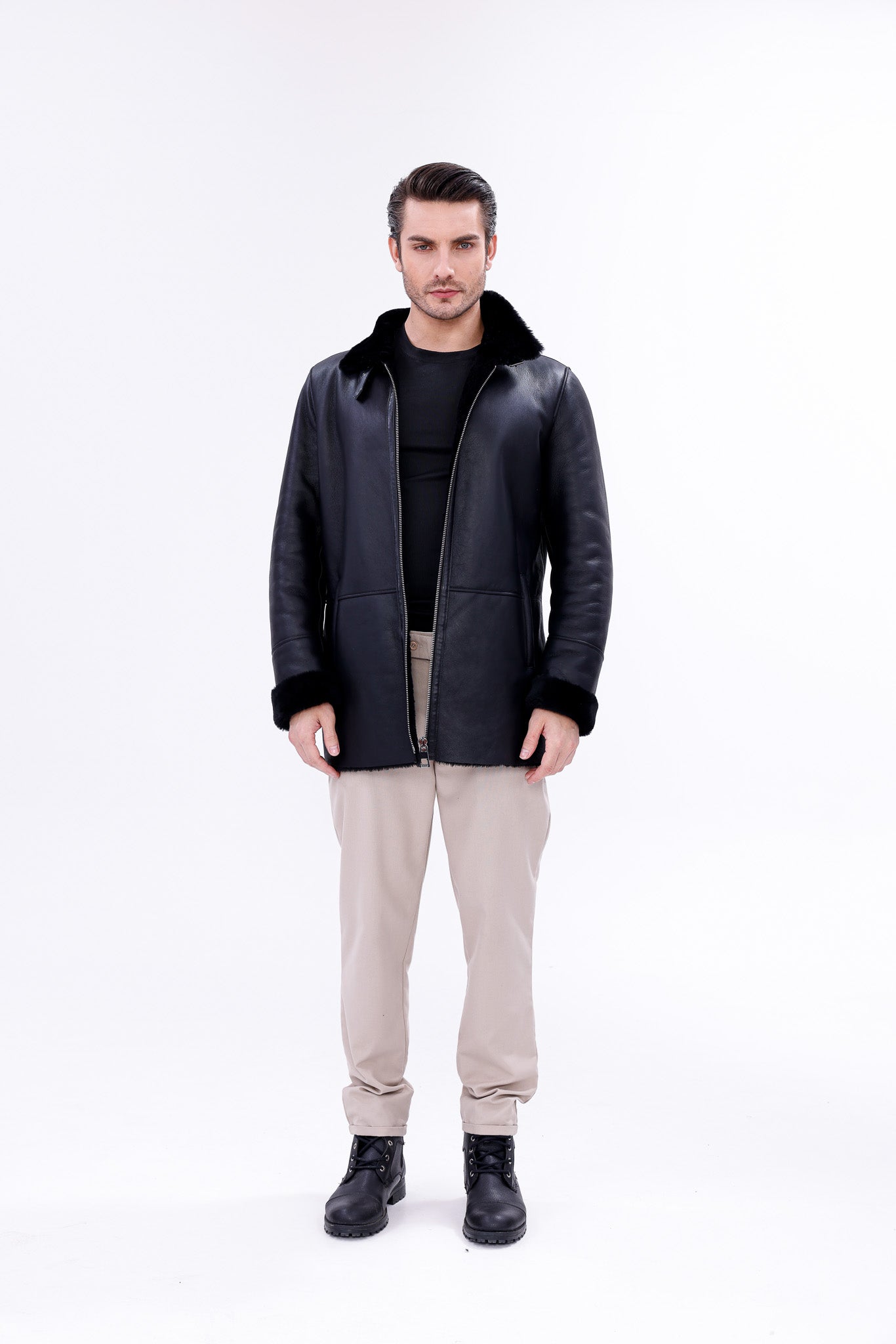 The Treviso Black Shearling Men Jacket