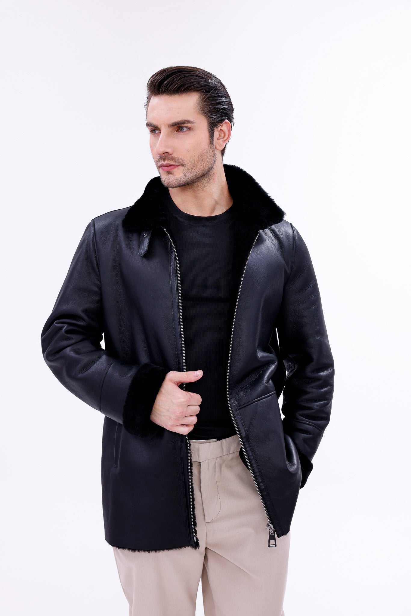 The Treviso Black Shearling Men Jacket