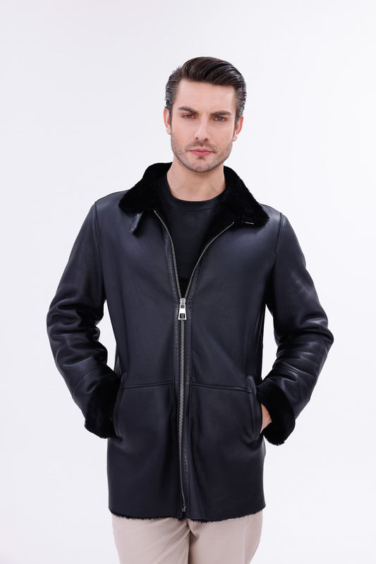 The Treviso Black Shearling Men Jacket