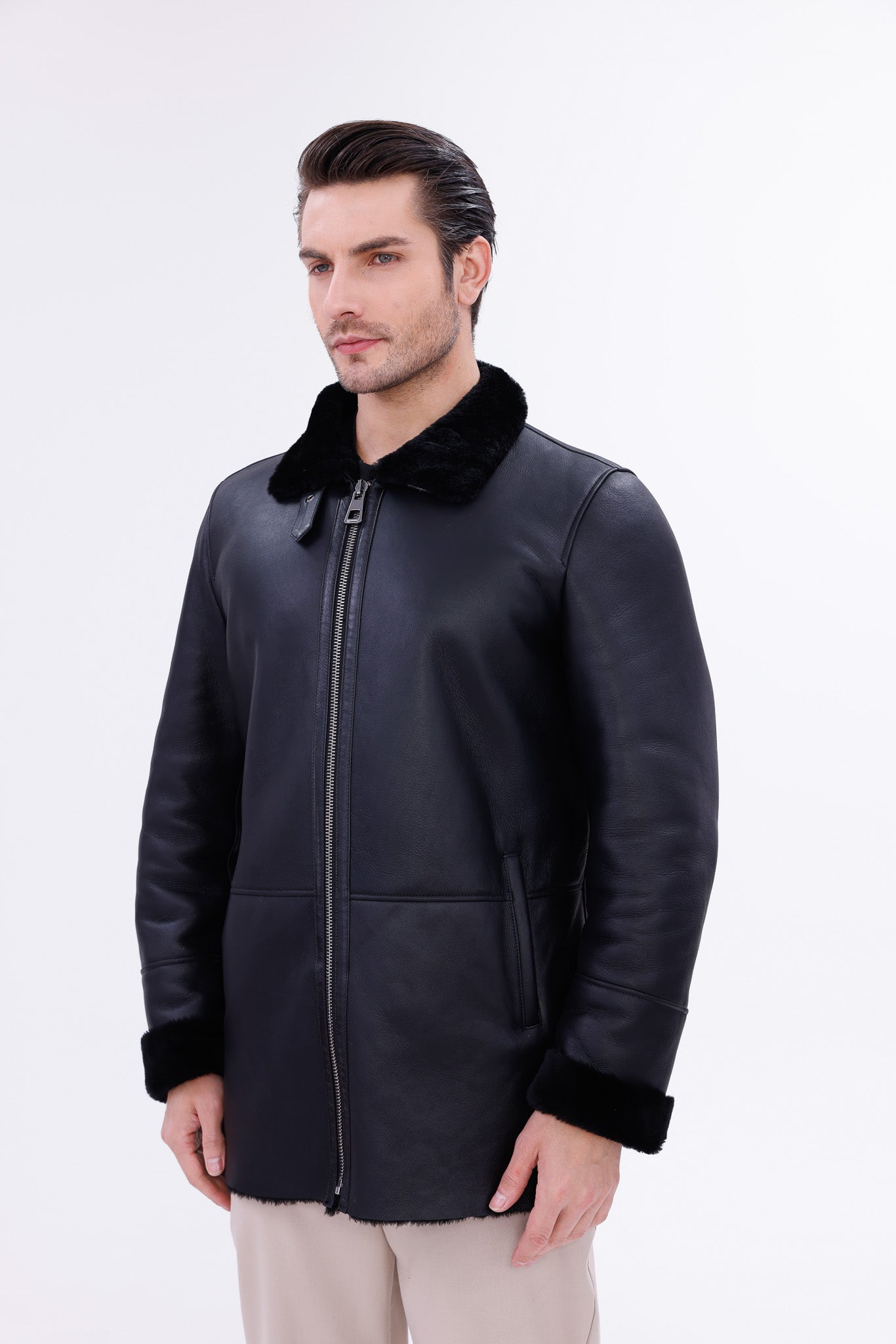 The Treviso Black Shearling Men Jacket