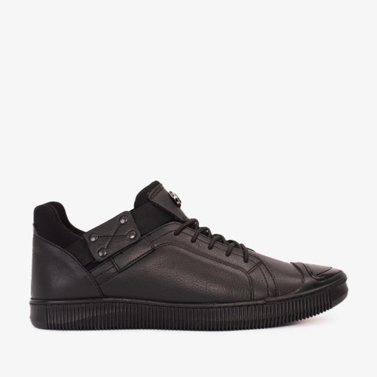 The Mumbai Black Leather Men Sneaker