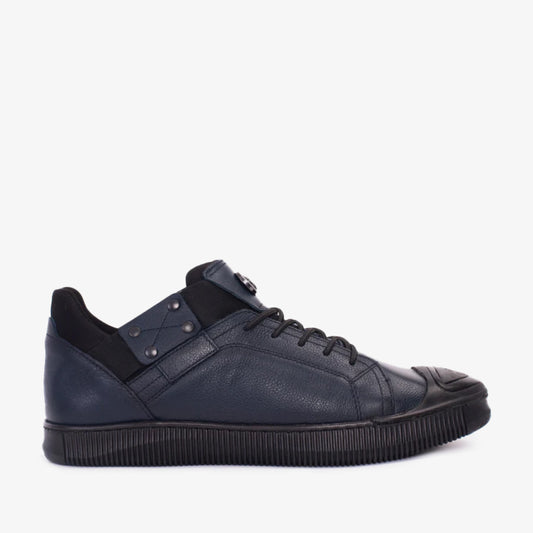 The Mumbai Navy Blue Leather Men Sneaker