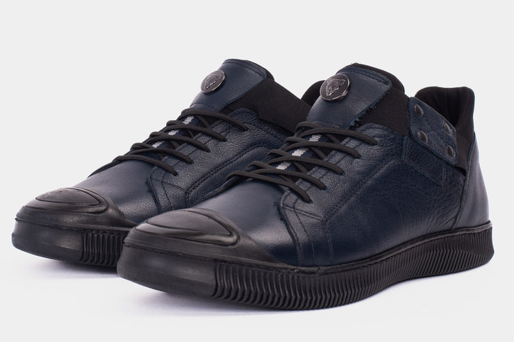 The Mumbai Navy Blue Leather Sneaker