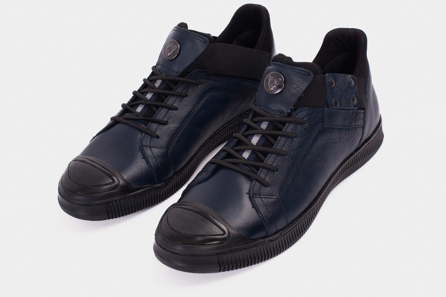 The Mumbai Navy Blue Leather Men Sneaker