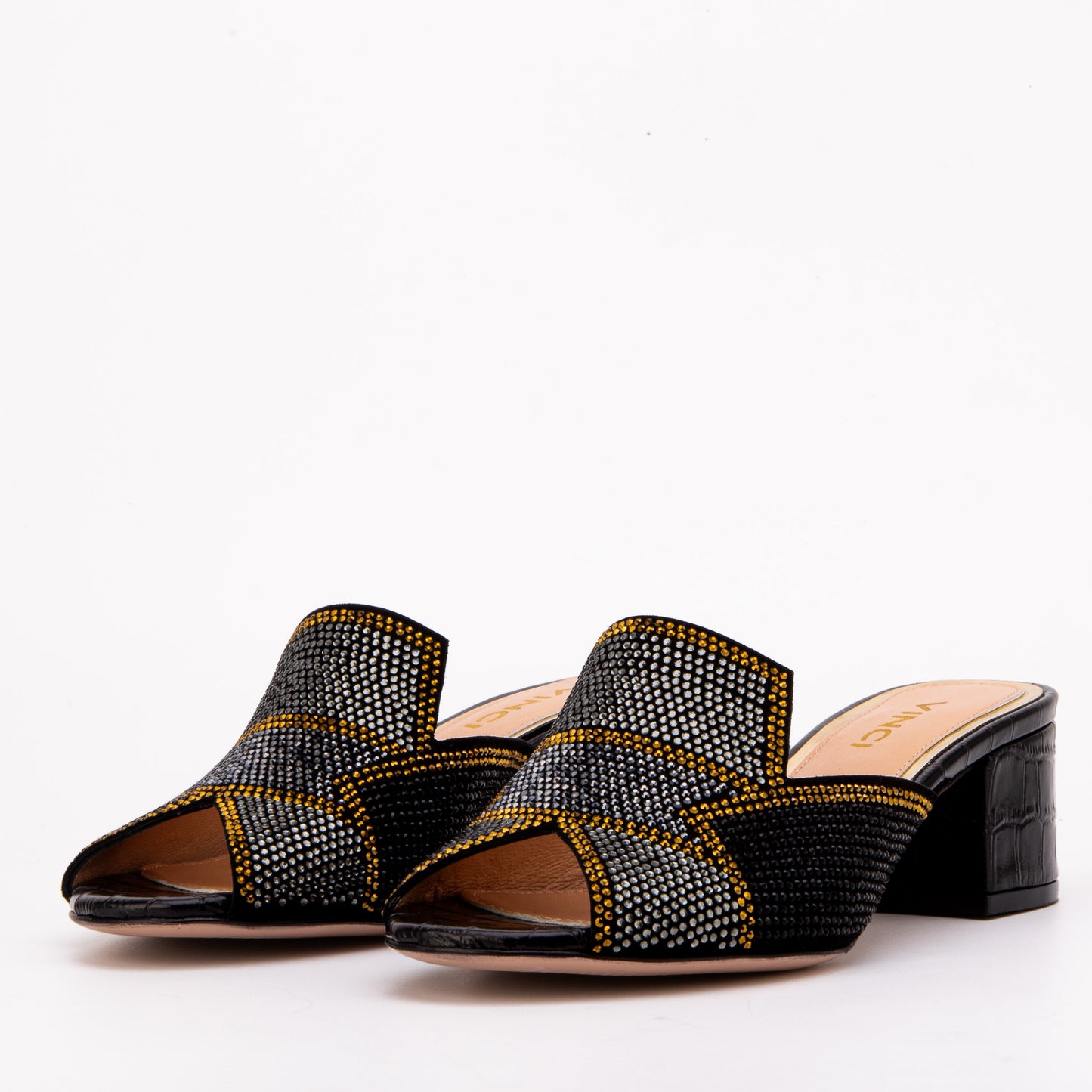 The Magnolia Black Glitter Leather Women Sandal