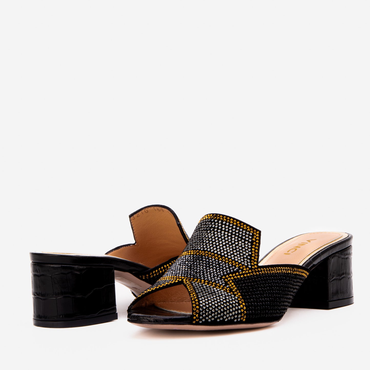 The Magnolia Black Glitter Leather Women Sandal