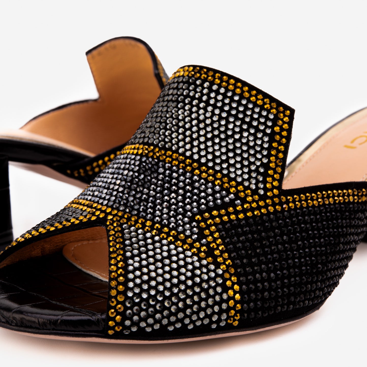 The Magnolia Black Glitter Leather Women Sandal