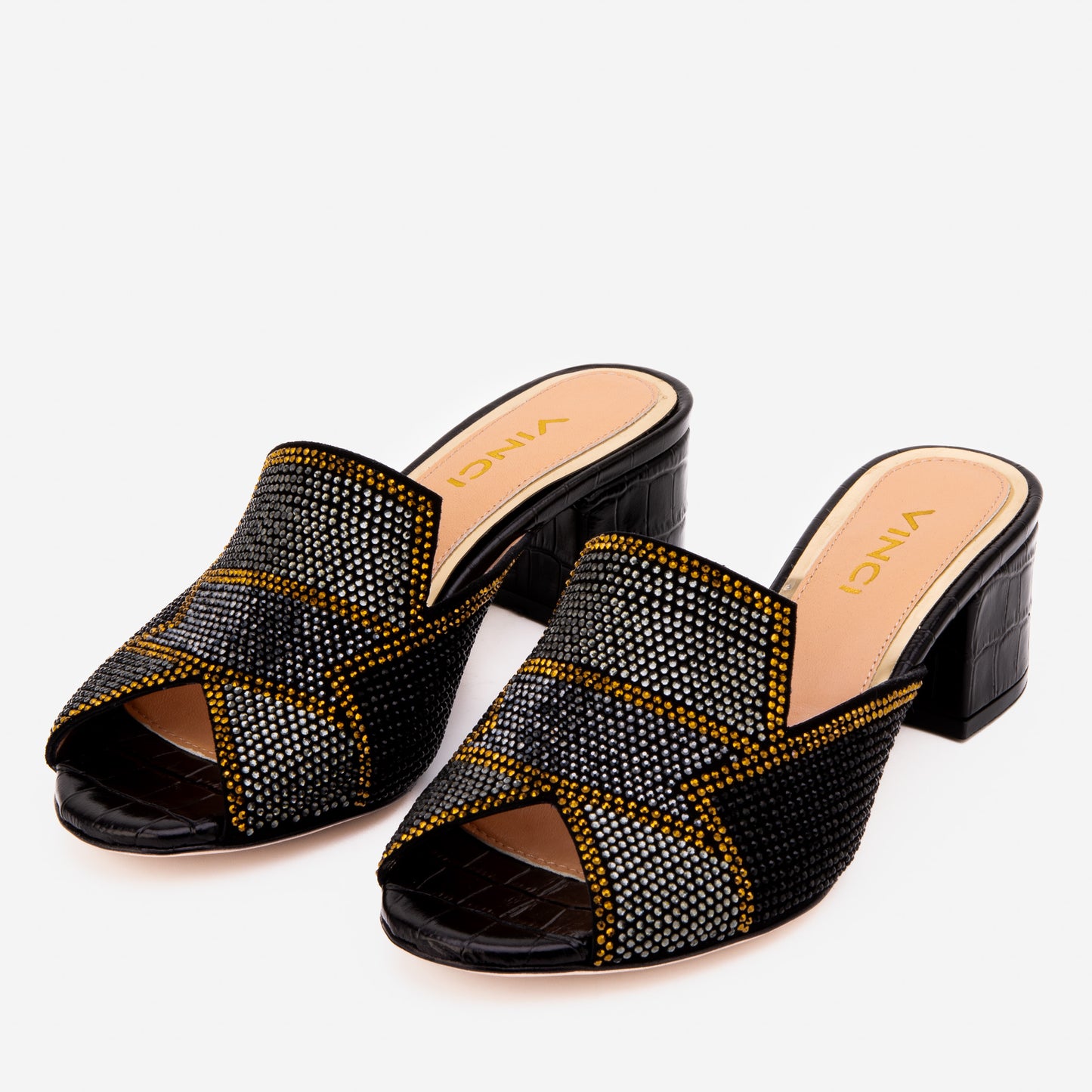 The Magnolia Black Glitter Leather Women Sandal