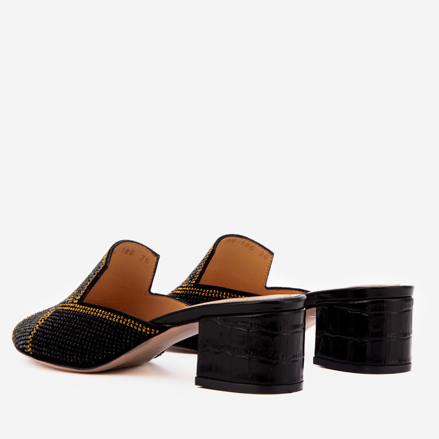 The Magnolia Black Glitter Leather Women Sandal