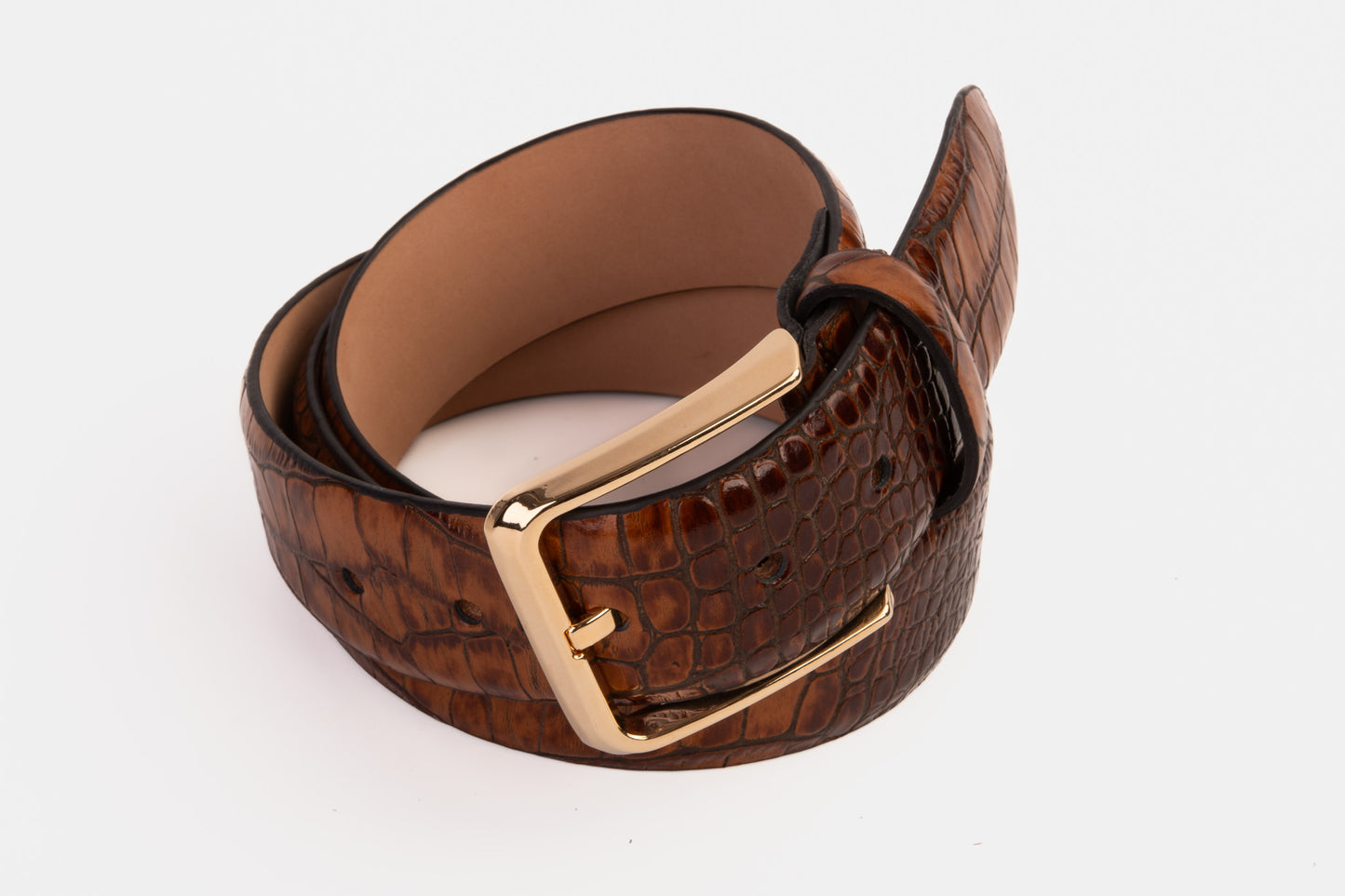 Cinturón de piel marrón de Mónaco 