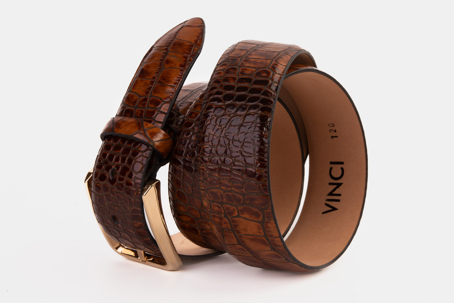Cinturón de piel marrón de Mónaco 