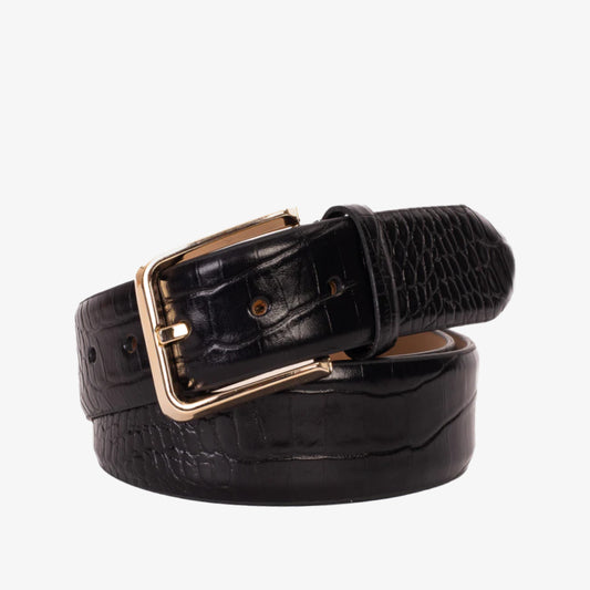 Cinturón de cuero negro de Mónaco 