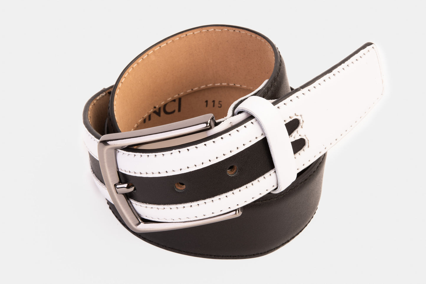 The Neiva Black/White Leather Belt