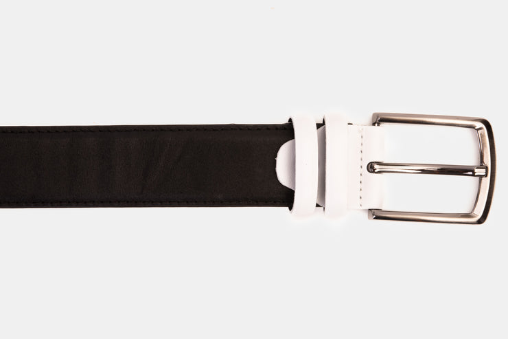 The Neiva Black/White Leather Belt