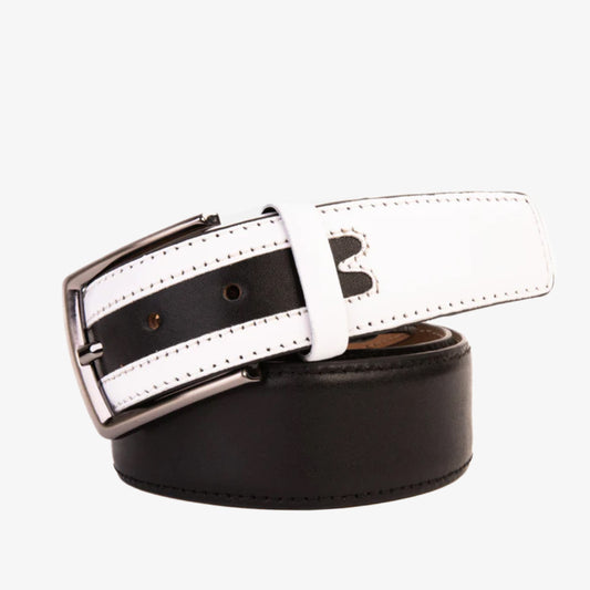 The Neiva Black/White Leather Belt