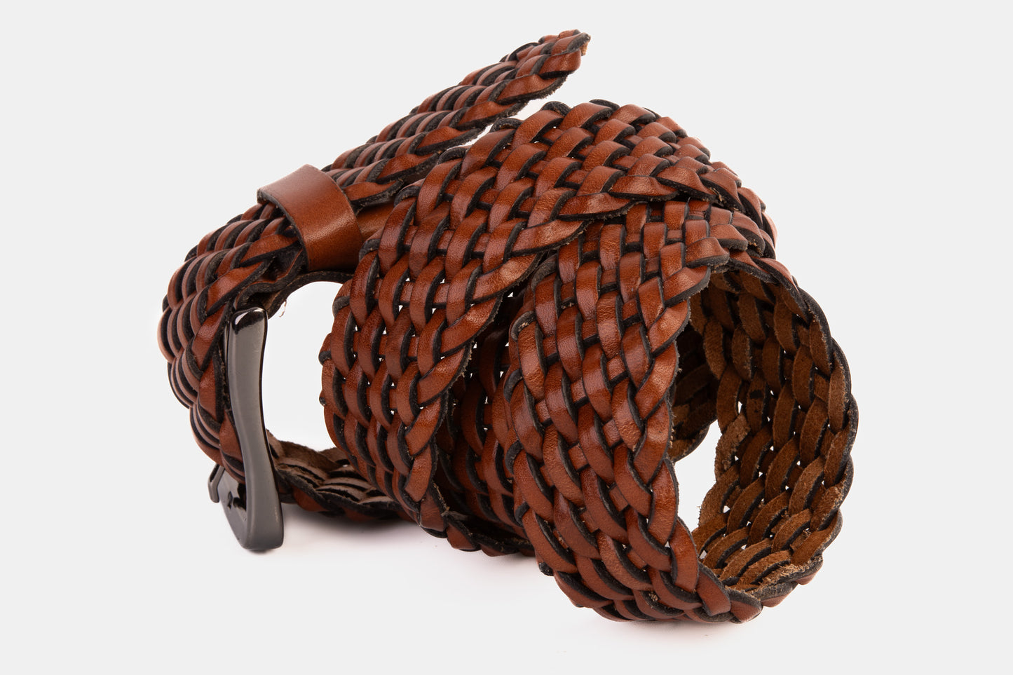 The Grand Woven Tan Color Leather Belt