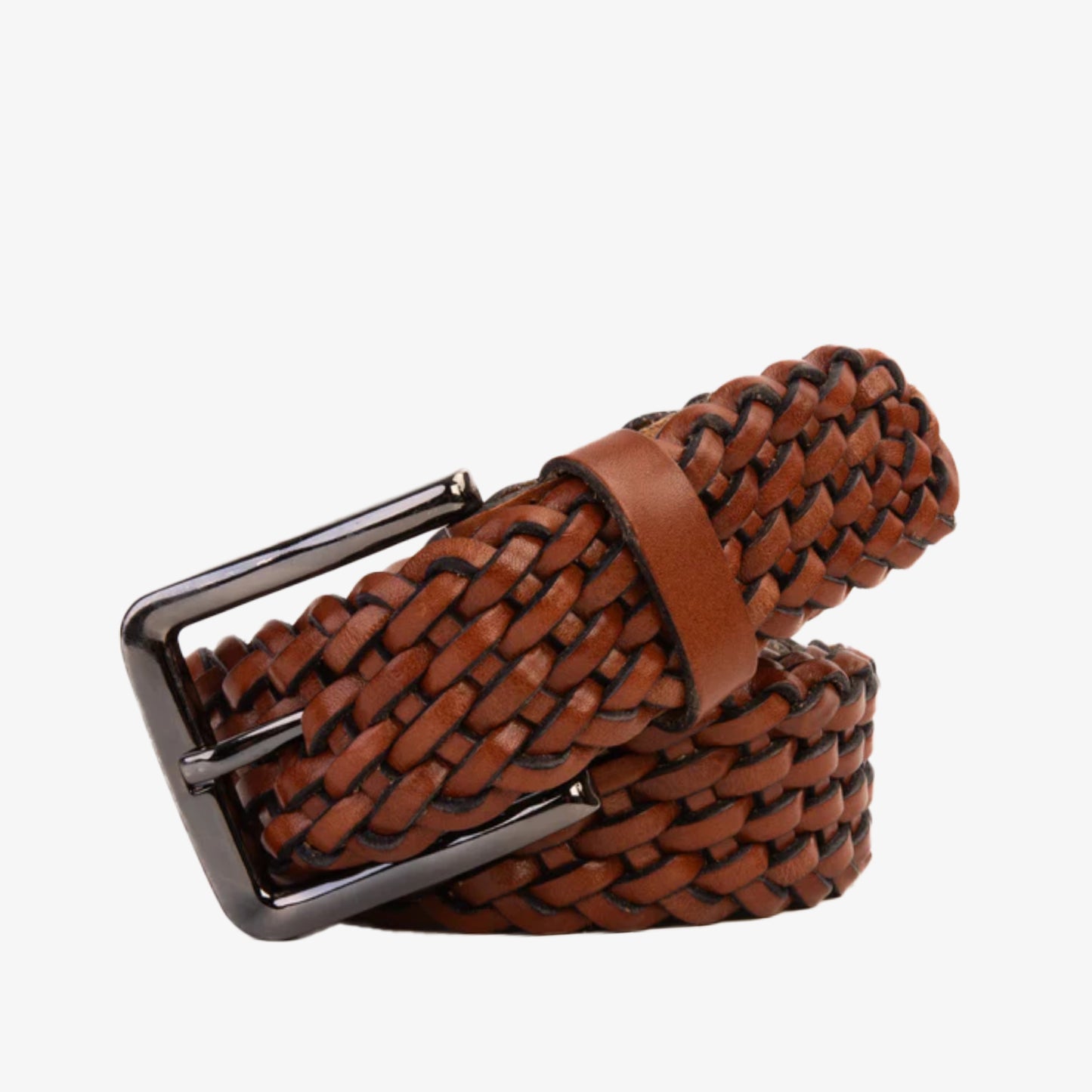 The Grand Woven Tan Color Leather Belt