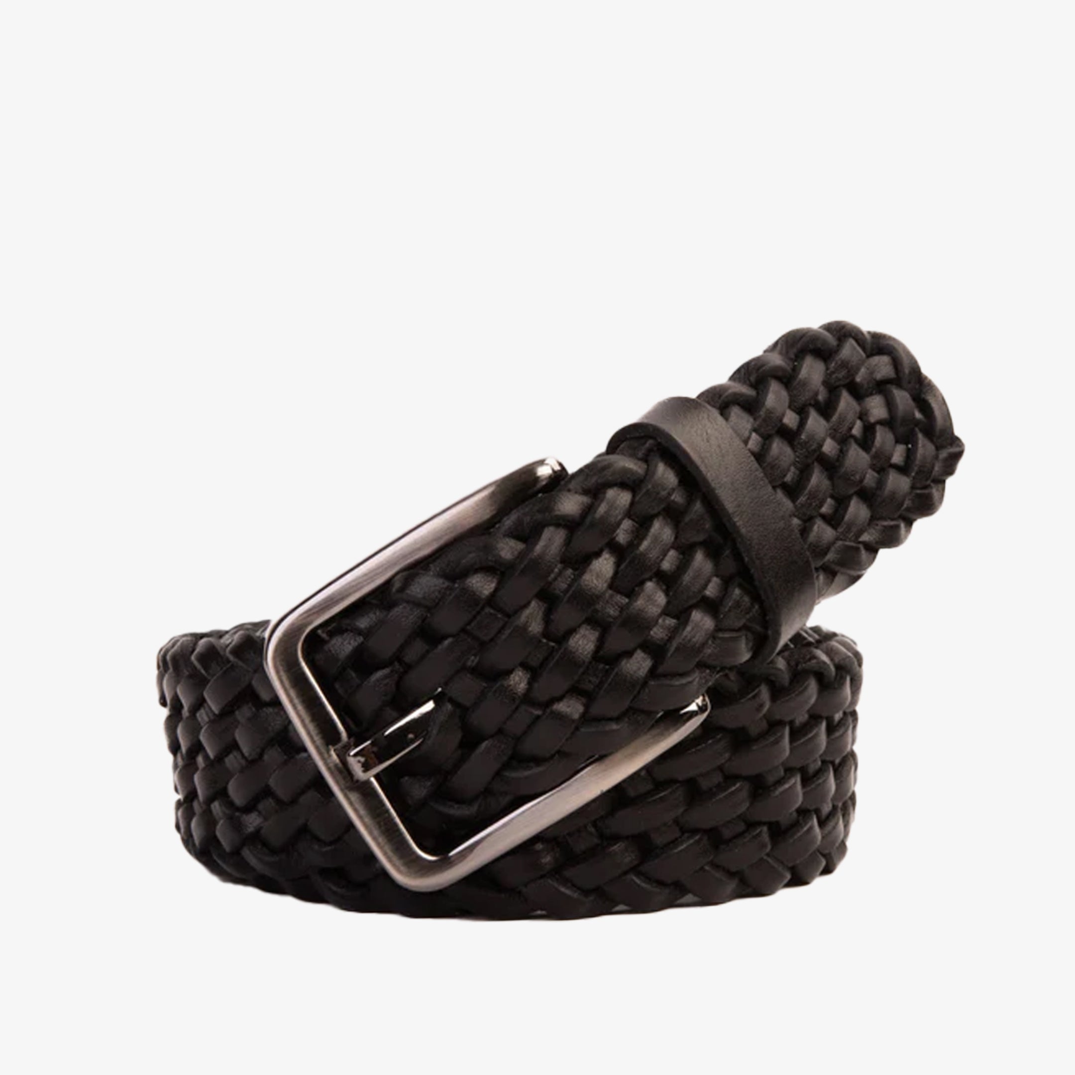 The Mclean Woven Black Color Leather Belt