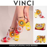 Sandalia de mujer con tira al tobillo de cuero amarillo Parama