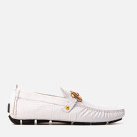 The Pisa White Leather Bit Drive Loafer Men Shoe