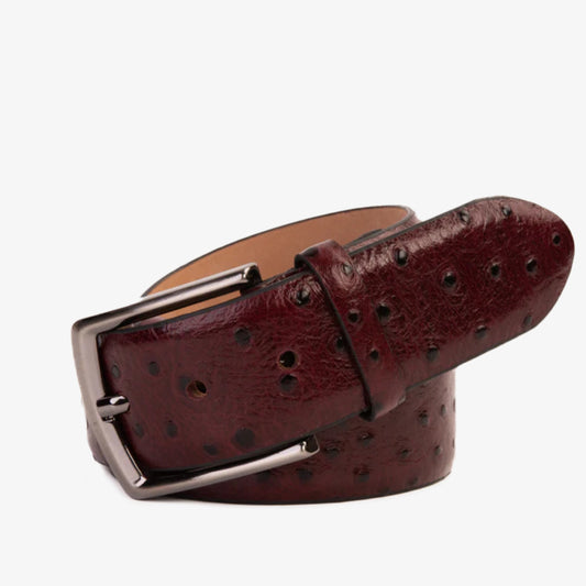 The Porto Alegre Burgundy Leather Belt