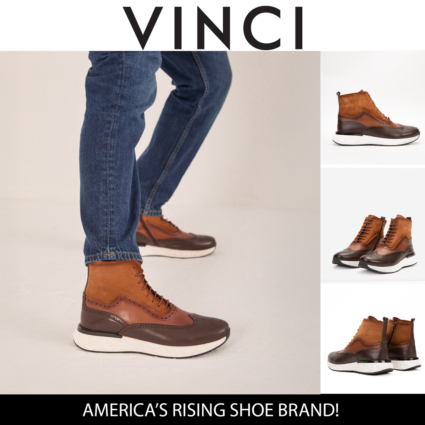 El Botín Casual para Hombre Brogue Wingtip de Cuero Marrón Regent