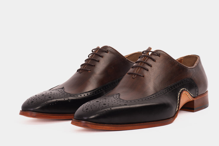 The Royal Hand Craft Black & Brown Wingtip Oxford Shoe