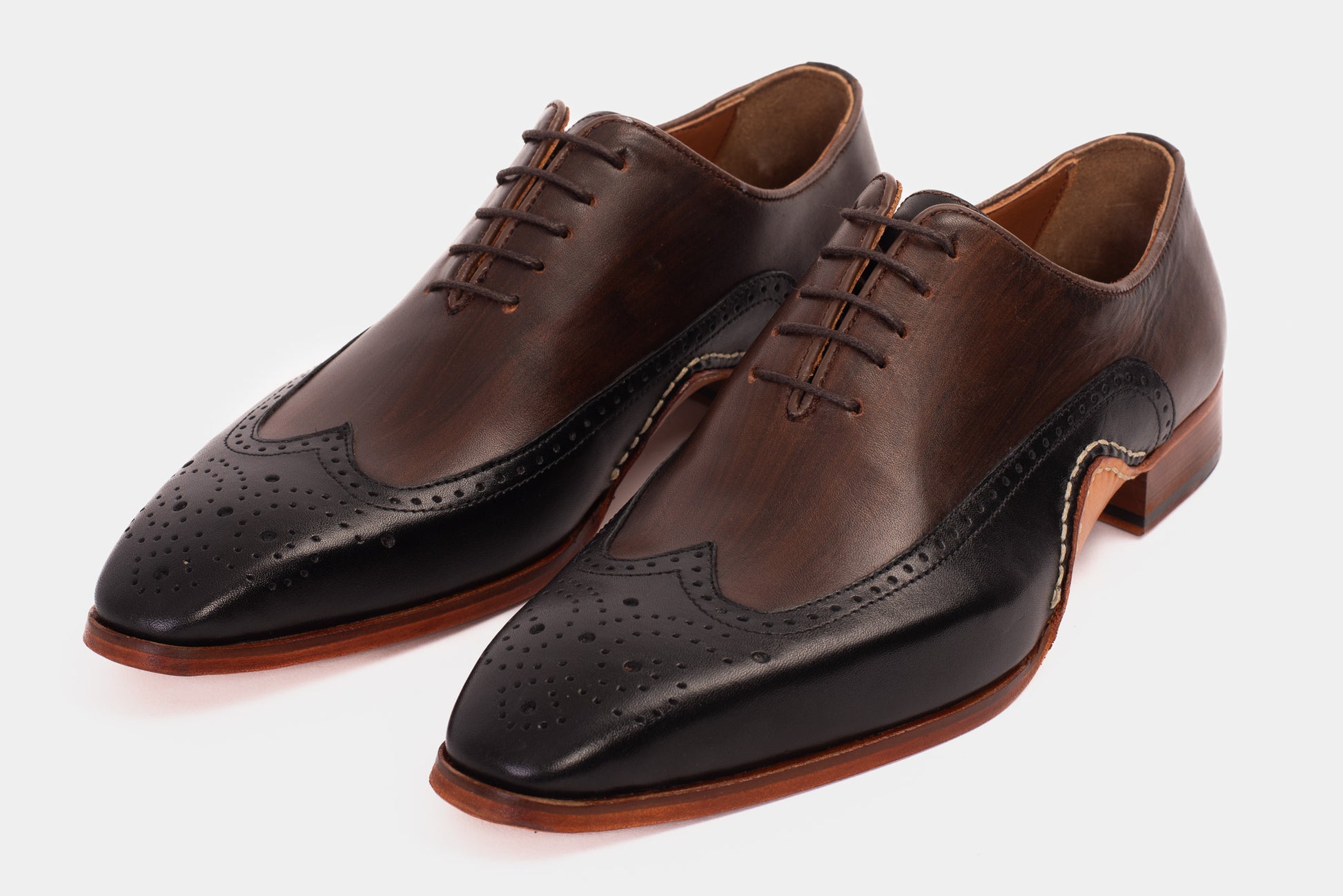 The Royal Hand Craft Black Brown Wingtip Oxford Men Shoe – Vinci