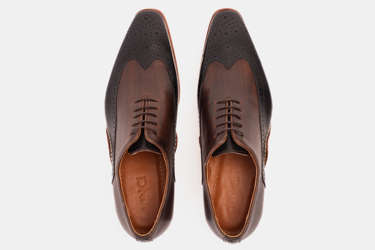 The Royal Hand Craft Black & Brown Wingtip Oxford Shoe
