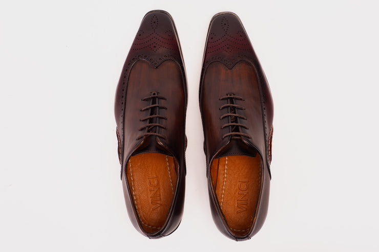 The Royal Hand Craft Burgundy Wingtip Oxford Shoe