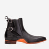 Bota Chelsea de cuero negro con doble hebilla para hombre de Royal Hand Craft
