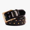 Cinturón de piel con pinchos y charol negro de Júpiter 