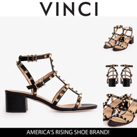 صندل نيجابا الجلدي متعدد الأشرطة باللون الأسود للنساء