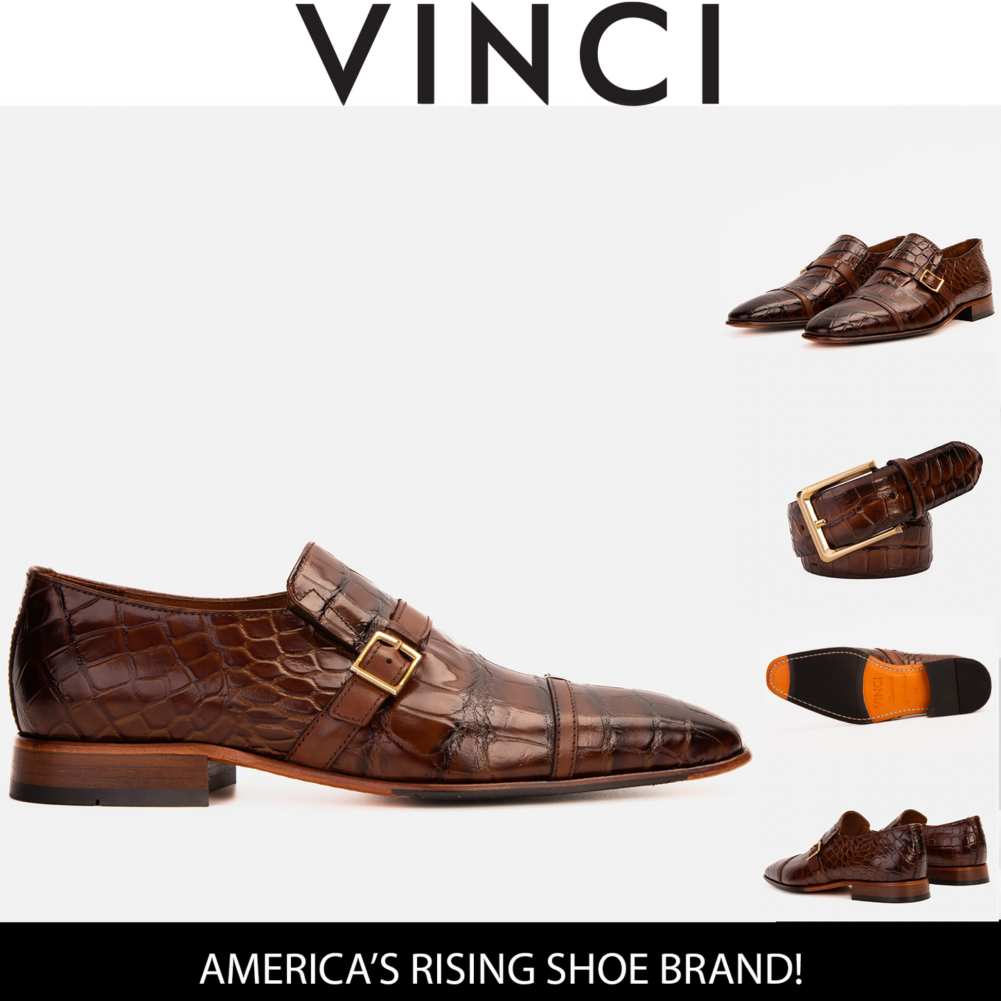 Zapato de hombre hecho a mano en cuero marrón con correa de monje simple Strat