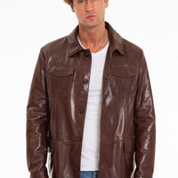 The Turro Brown Leather Men Jacket