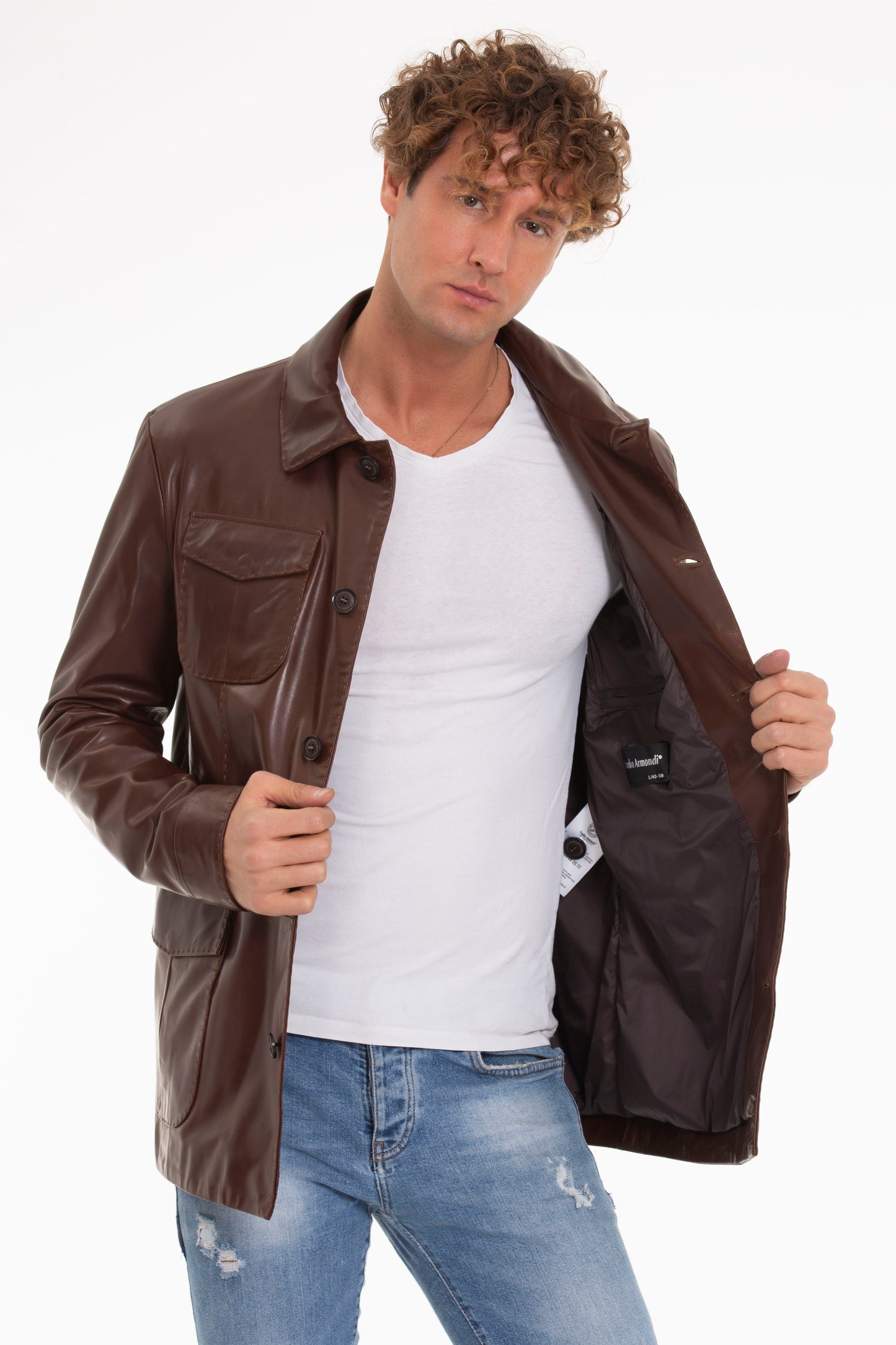 The Turro Brown Leather Men Jacket