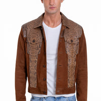 Chaqueta de piel de pitón de ante color canela para hombre de Margaraten 
