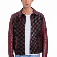 The Bedford Pythn Skin Handwoven Leather Burgundy Men Jacket
