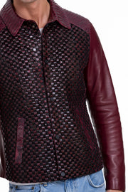 The Bedford Pythn Skin Handwoven Leather Burgundy Jacket