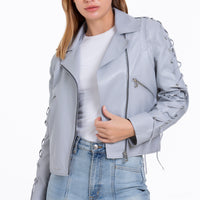 La chaqueta de cuero gris Isola para mujer 