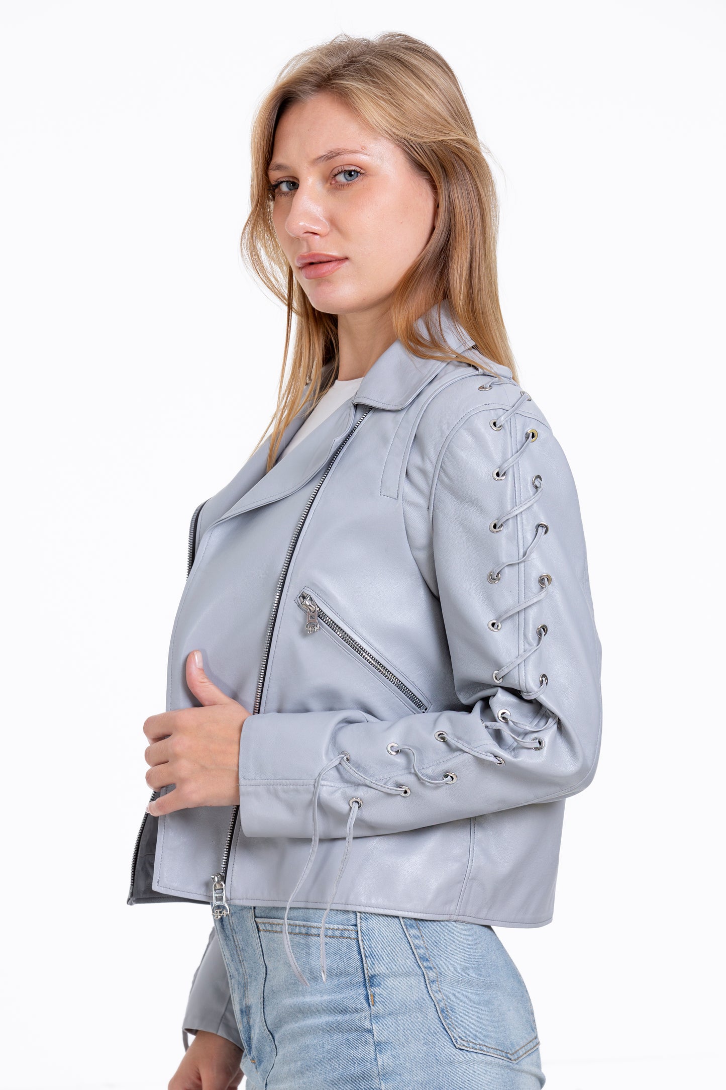 The Isola Leather Gray Jacket
