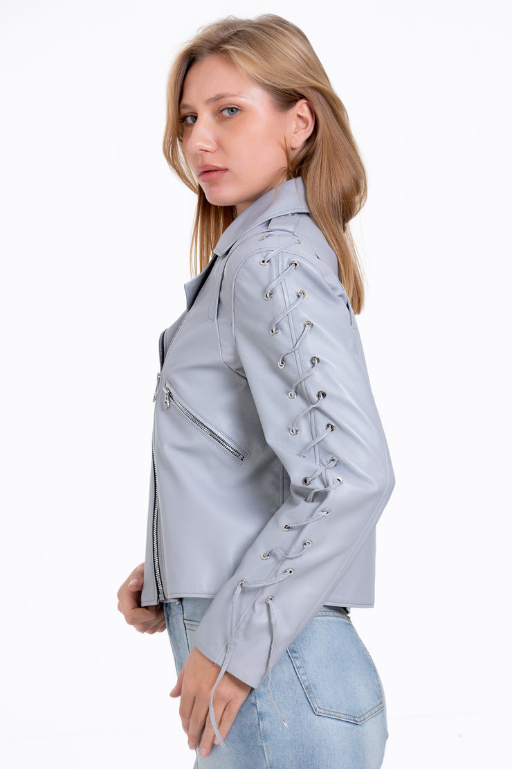 The Isola Leather Gray Jacket