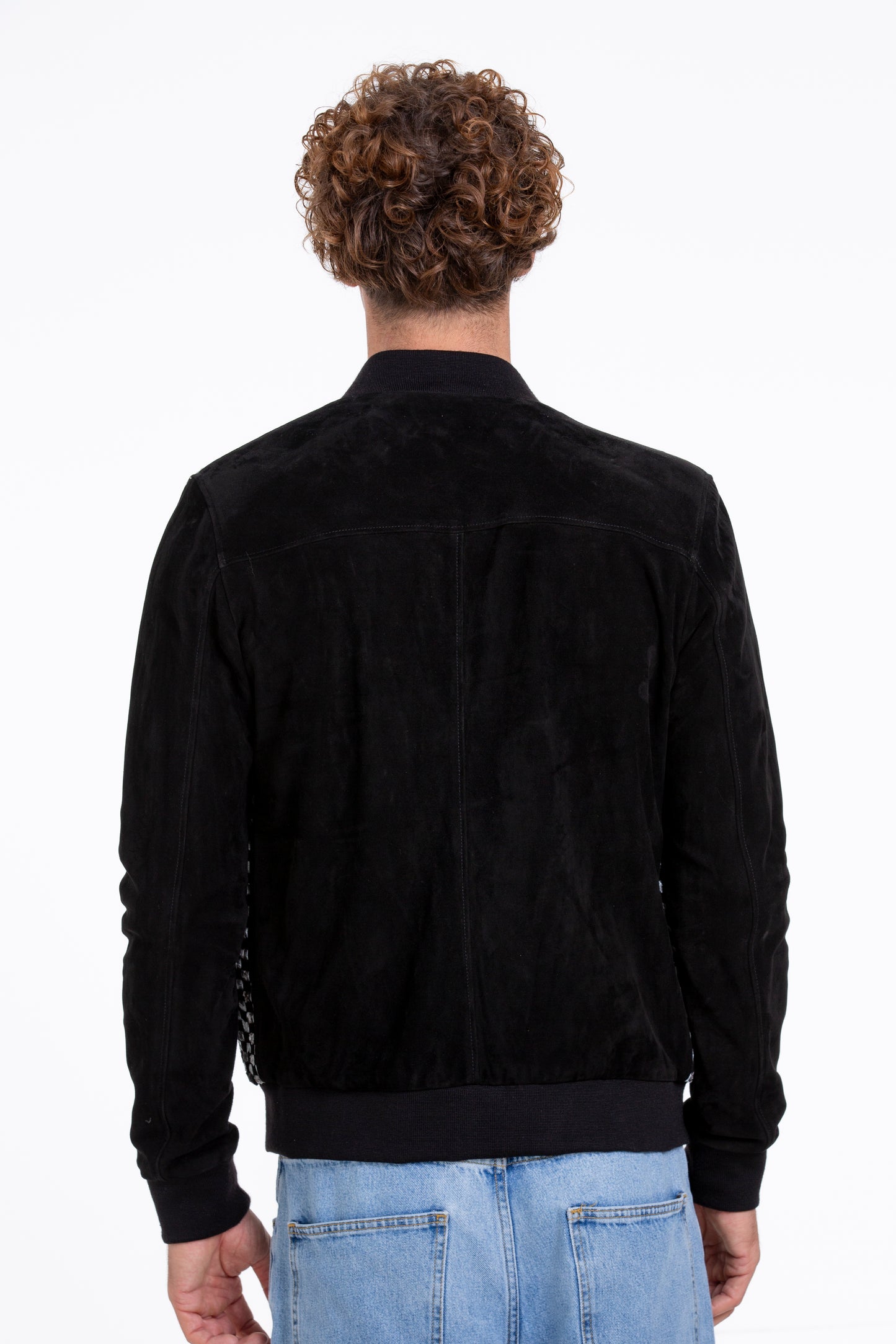 Chaqueta de piel de pitón de Bedford tejida a mano en color negro para hombre 