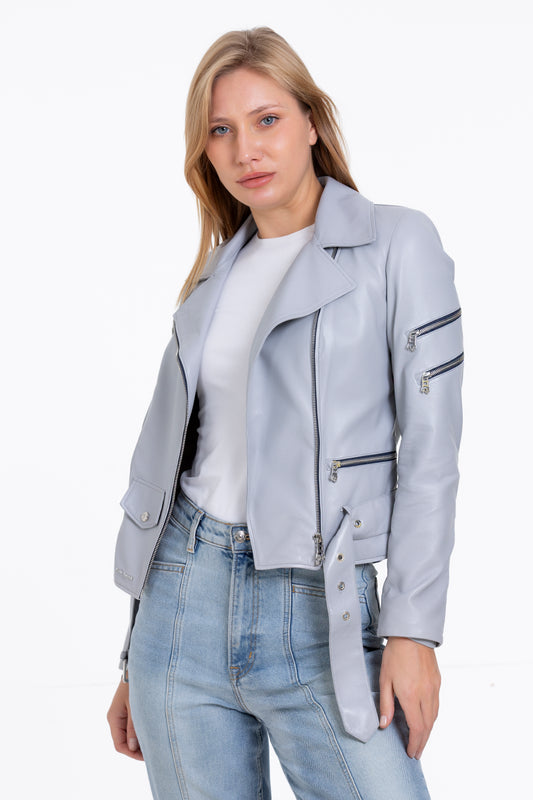 The Rodos Leather Gray Jacket