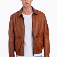 The Leureles Tan Leather Men Jacket