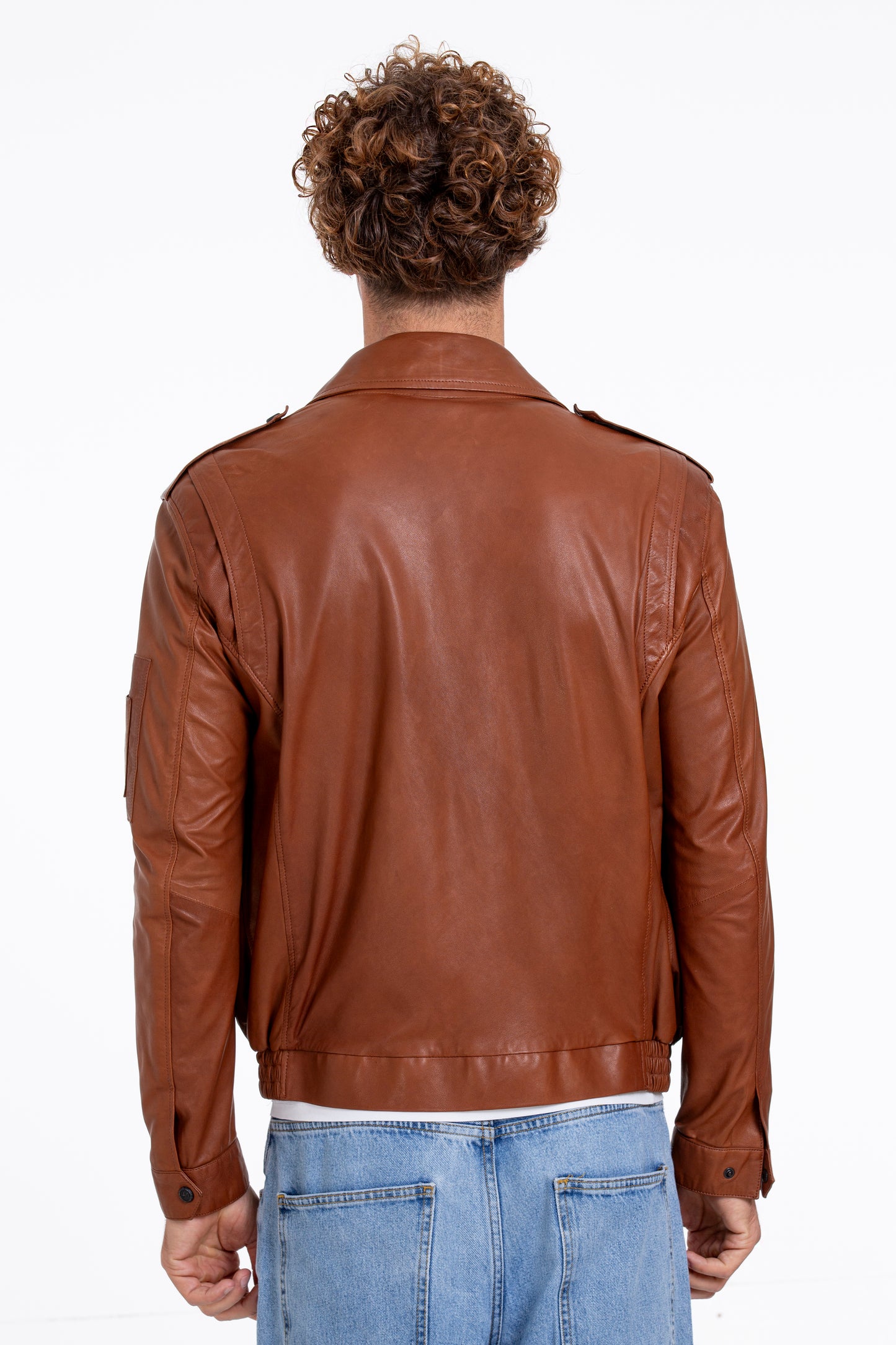 The Leureles Tan Leather Men Jacket