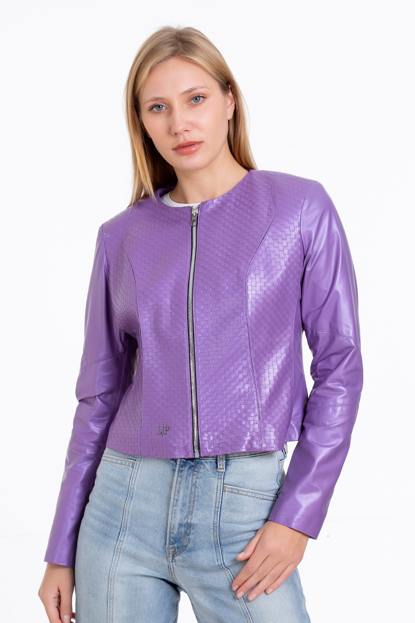 The Havnen Women Lilac Leather Jacket