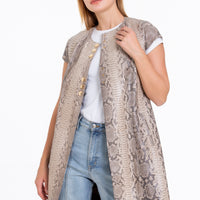The Principe Pythn Skin Leather Natural Zip-Up Vest Women Jacket