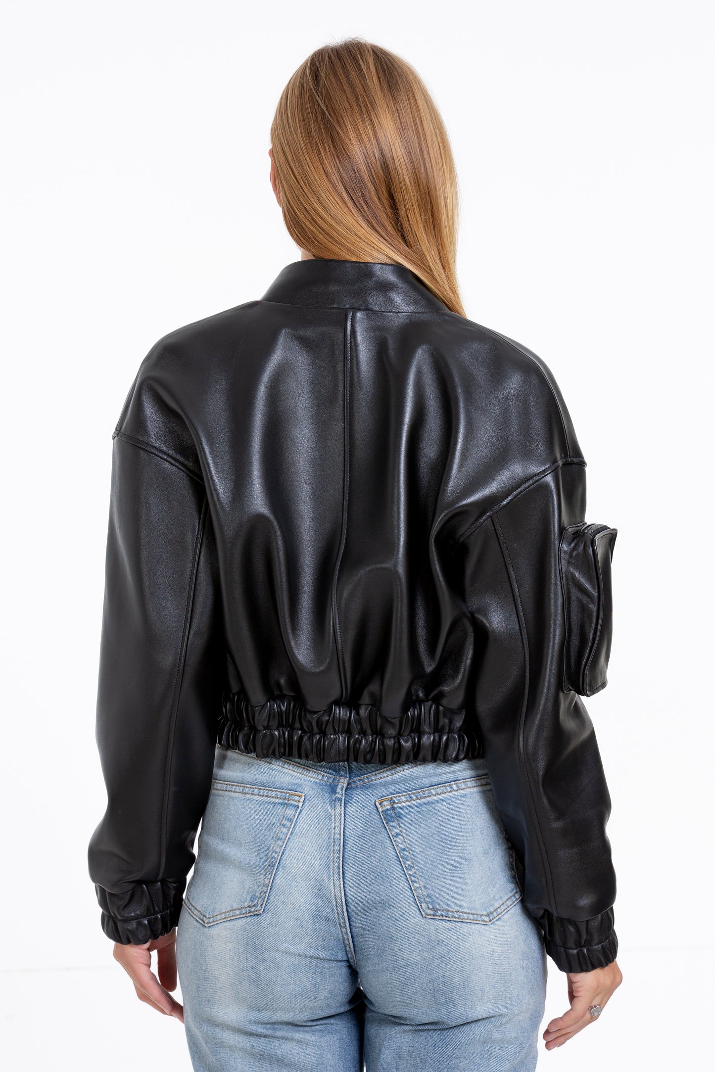 The Accra Women Leather Cropped Jacket